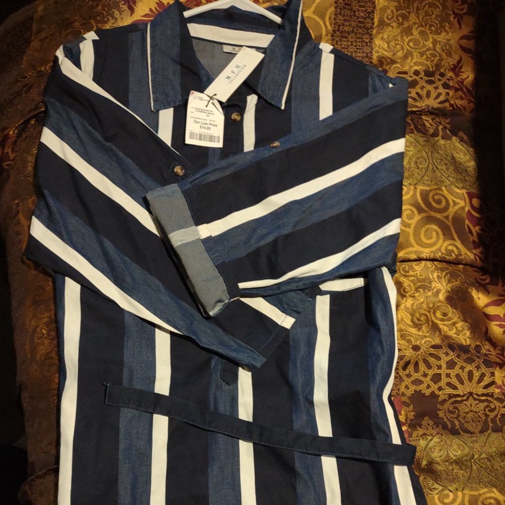 Dark wash striped women dress